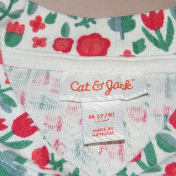 Cat & Jack Floral Print Lettuce Hem Girls Mock Neck Shirt - Picture 5 of 6